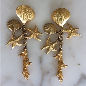 DUBIN Signed SEASHELL CHARM DROP DANGLE EARRINGS